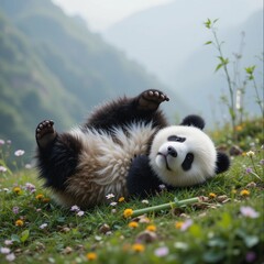 Fototapeta premium panda in the grass