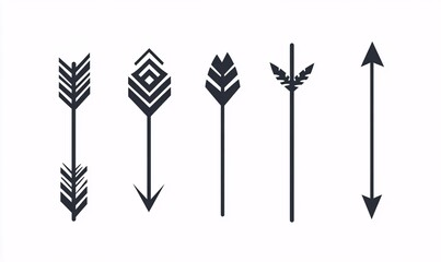 Creative black arrow designs set with different shapes and styles, perfect for infographics, direction indicators, or tattoo ideas.