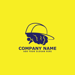 brain hat logo design vector
