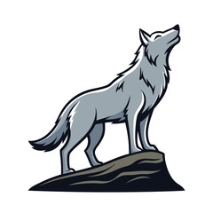 Solitary Howl: A majestic wolf, perched atop a rocky outcrop, lifts its head towards the sky in a soulful and expressive pose, evoking a sense of wildness, freedom.