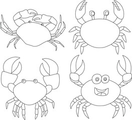 Crab Clipart Set: Hand-drawn Crab Illustrations: Doodle Cartoon Crabs for Crafters, Designers, and DIY Lovers.