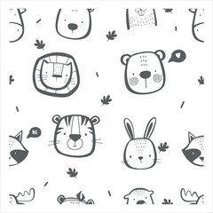 Scandi Cute Animals Pattern | Baby Fabric Design