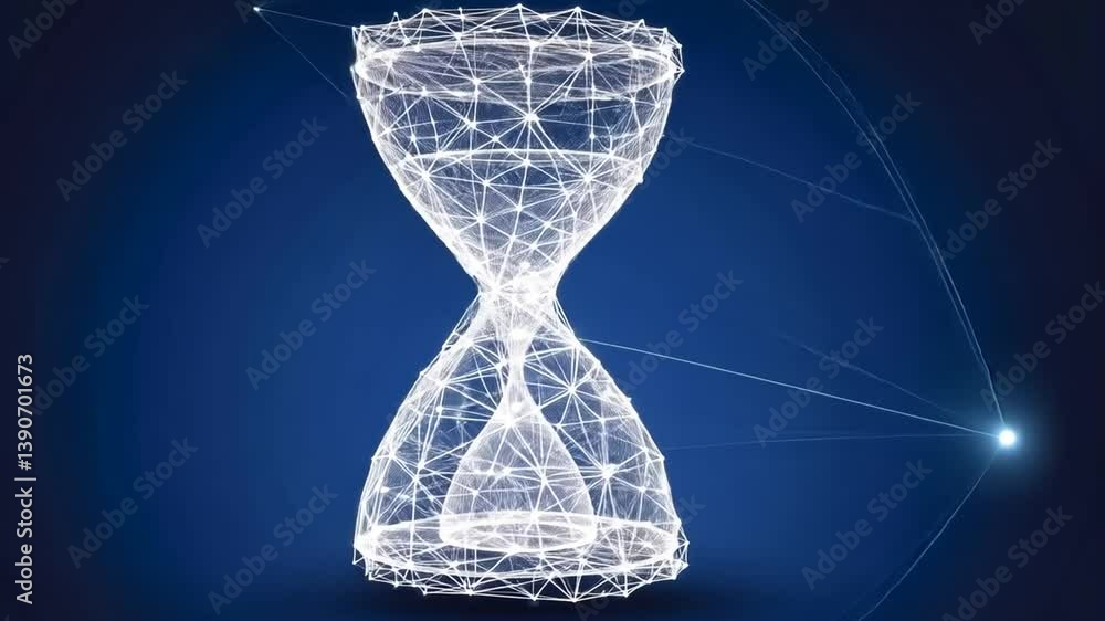 Poster hourglass icon created from interconnected lines and triangles generative ai
