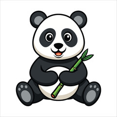Cute Cartoon Panda with Bamboo – Adorable Animal Character Vector Illustration
