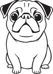 Pug dog. Hand drawn vector illustration