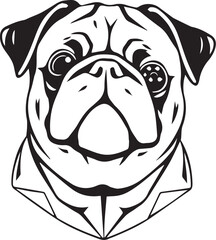 Pug dog. Hand drawn vector illustration