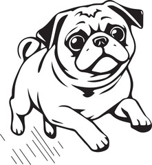 Pug dog. Hand drawn vector illustration