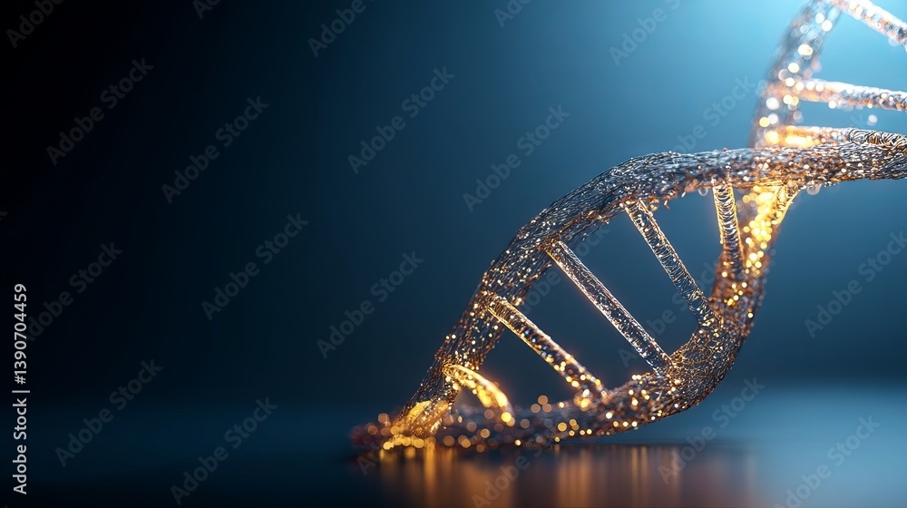 Aufkleber abstract glowing dna double helix structure science medical technology digital art background illust