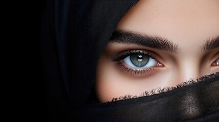 Naklejka premium Close-up eyes woman hijab