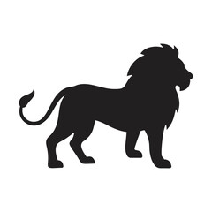 Lion Silhouette Standing – Bold Black Vector Illustration