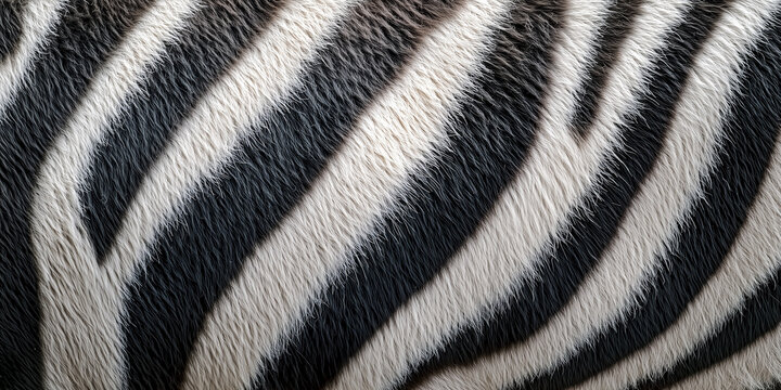Zebra fur texture with black and white stripes close-up view
