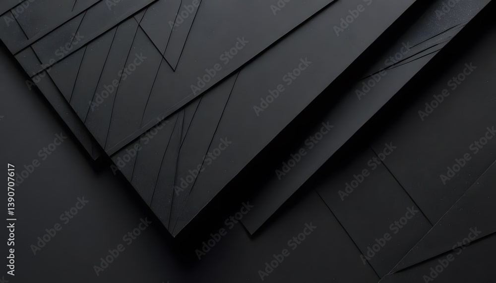 Poster minimalist black paper texture, overlapping shapes create depth. matte finish adds sophistication. e