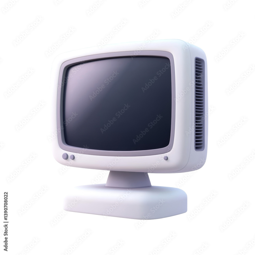 Aufkleber vintage computer monitor with rounded screen and retro design classic tech style