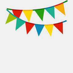 
You sent
Create a festive vector illustration of colorful triangular bunting flags hanging on strings. Use a mix of red, yellow, green, and blue colors to give a cheerful and celebratory feel. 