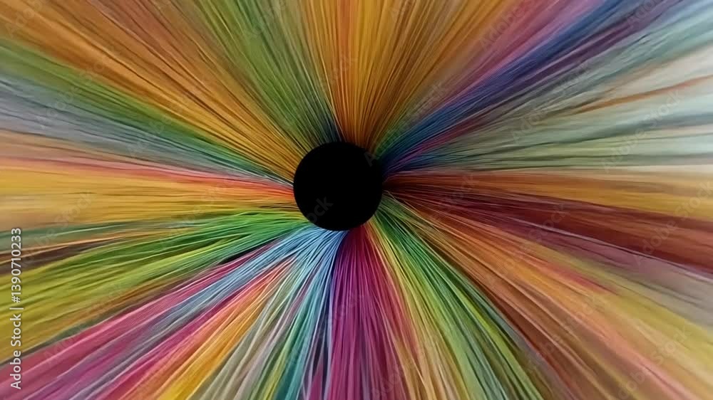 Poster multicolored iris animation with vibrant rainbow lines in motion generative ai