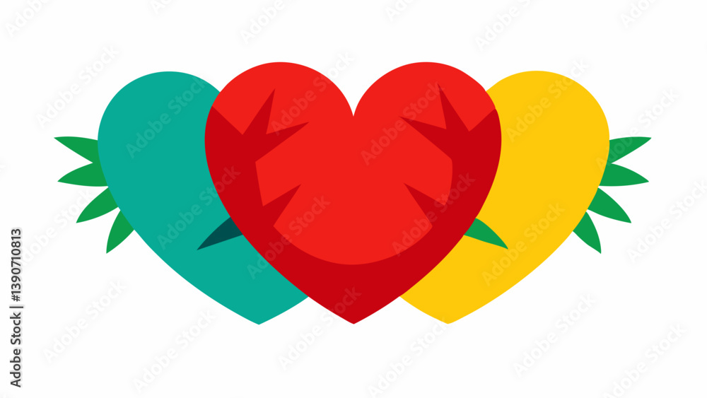 Poster dueling hearts a heart representing the national identity with thorns clashing against a heart symbo