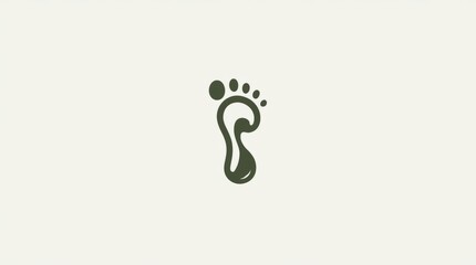 A minimalist composition featuring a simple footprint outline with a leaf integrated into the design