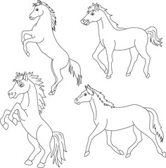 Horse Clipart Set: Hand-drawn Horse Illustrations: Doodle Cartoon Horses for Crafters, Designers, and DIY Lovers.