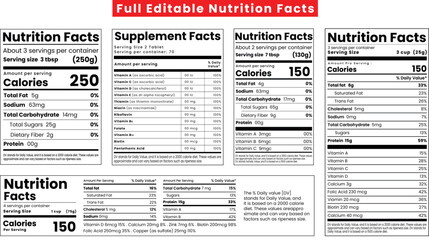 Nutrition Facts Label design template, Nutrition fact,supplement facts,nutrition label,nutrition list,vitamin information label design fats