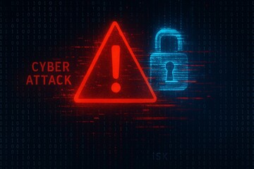 サイバー脅威のビジュアル表現、ハッキング警告のイメージ