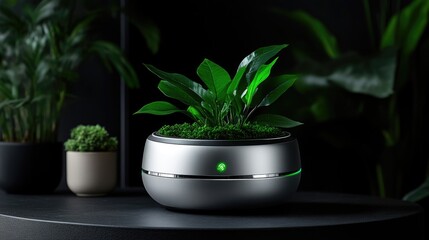 Modern plant pot with subtle lighting