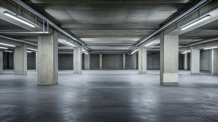 Empty Industrial Basement Room Featuring Abstract Concrete Aesthetic
