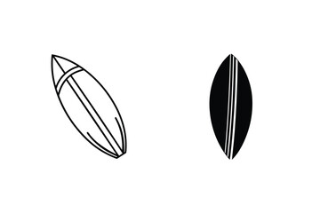 Surfboard Icon Set Minimalist Line Art Surfing Design Elements For Summer