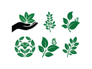 Green Leaves Silhouette Vector: Nature & Botanical Elements