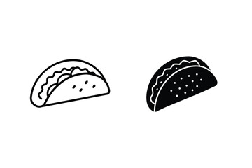 Taco Vector Icon Food Illustration Line And Solid Style Design