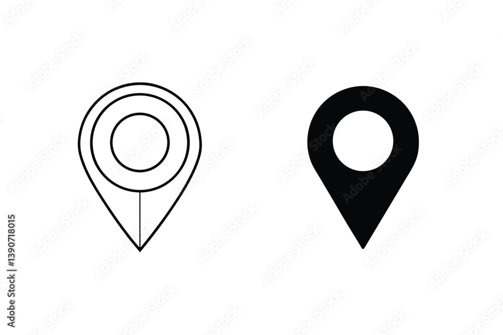 Poster location pin icons two style vector design for web and mobile
