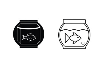 Fishbowl Vector Graphics Two Differently Styled Fishbowl Line Art Fishbowl Isolated Background