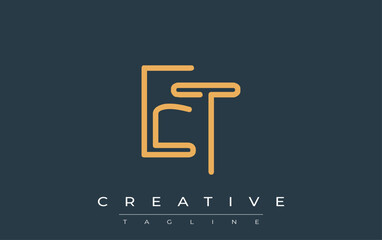 ET Minimalistic Line Art Logo Design with Abstract Lettering. Abstract minimalistic logo design featuring a sleek line art style.