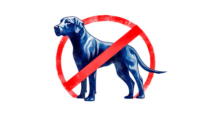 Obraz premium No dogs allowed sign featuring crossed out dog silhouette with transparent background