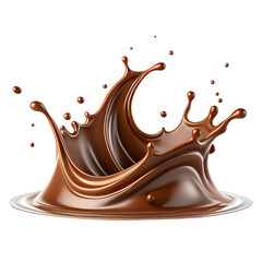 Delicious Chocolate Drink Splashing Dynamically on a Transparent Background Perfect for Ads or Packaging
