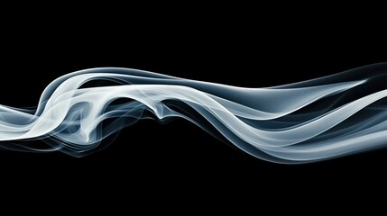 Obraz premium Black background with white smoke in the shape of a wave