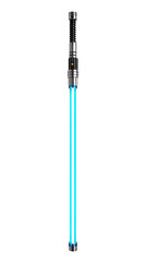 Futuristic Lightsaber Weapon with Bright Blue Energy Blade on Black Background