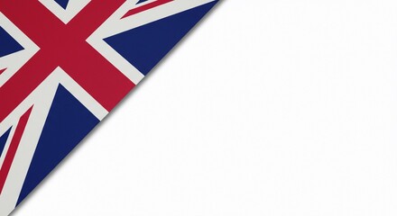 The British Union Jack flag, a national symbol of the United Kingdom, features red, white, and blue on a white background