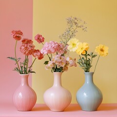 Modern Home Decor with Three Flower Vases

