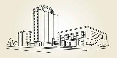 Fototapeta premium One-line drawing of the Irvine skyline.