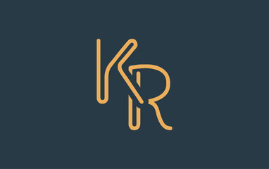 KR Minimalistic Line Art Logo Design with Abstract Lettering. Abstract minimalistic logo design featuring a sleek line art style.