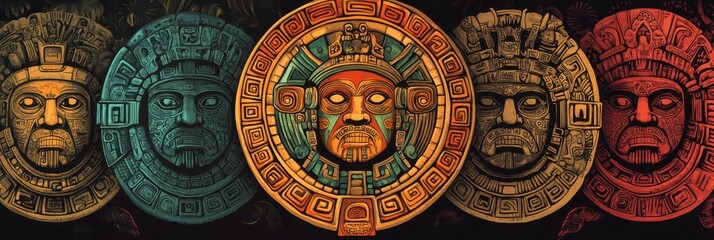 Obraz premium Intricate Aztec Motifs. A Celebration of Ancient Civilizations from Latin America with Maya and Inca Influences