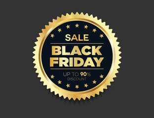 Black Friday golden luxury label premium quality certificate ribbons vector illustration 