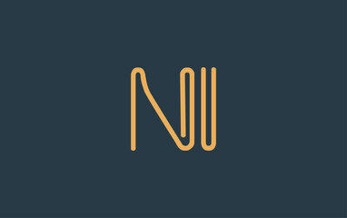 NI Minimalistic Line Art Logo Design with Abstract Lettering. Abstract minimalistic logo design featuring a sleek line art style.
