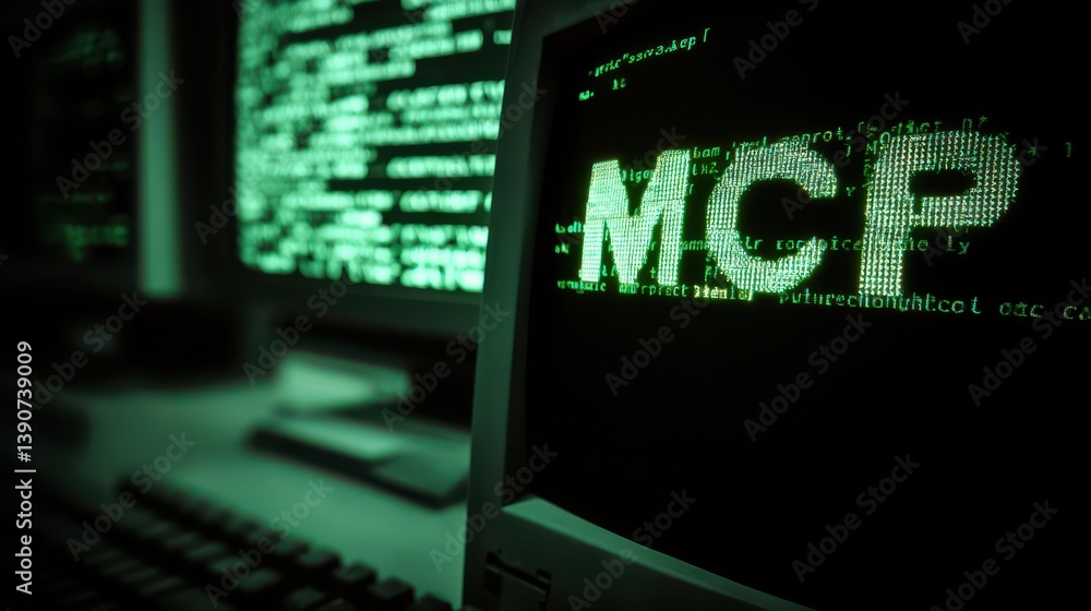 Fototapete cinematic shot of green text 