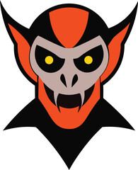 halloween demon mask doodle on white background.