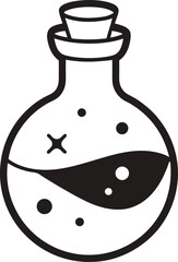 halloween potion bottle doodle on white background.