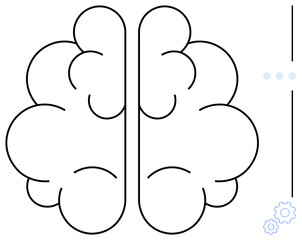 Abstract brain outline split in half with small gears symbolizing ideas, innovation, creativity, and thinking process. Ideal for cognition, education, strategy, innovation, mental health