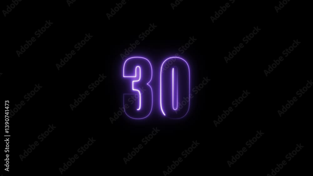 Poster abstract glowing neon text number countdown icon. glowing sign on black background neon number. glow