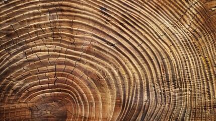 Naklejka premium Cross-Section of Tree Trunk with Visible Annual Growth Rings