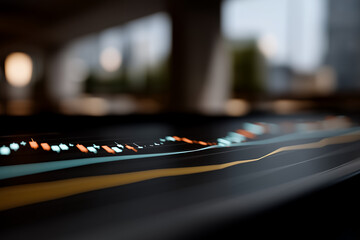 An abstract digital composition featuring layered financial chart elements such as glowing candlestick patterns, smooth curved line graphs, and faint grid overlays